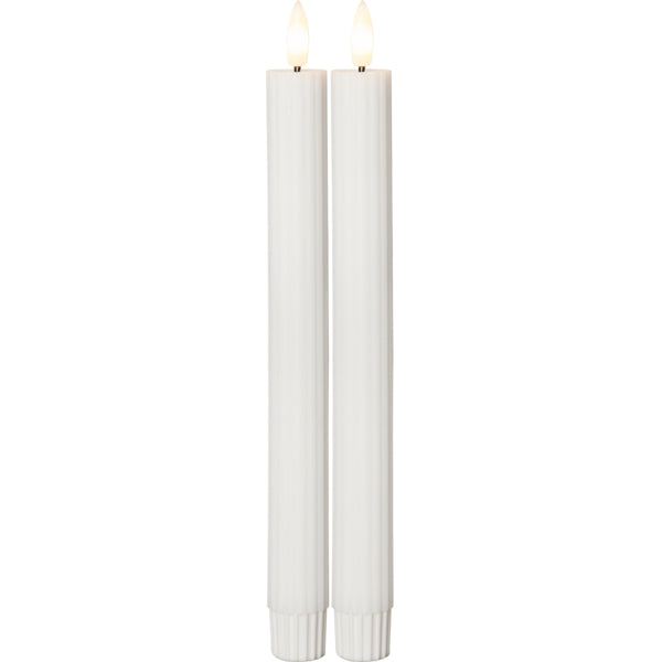 Star Trading LED-Teelicht – 2er Pack, Ø 2,1 × 25 cm, 0,01 W, Warmweiss, Timer, flackernd, Weiss