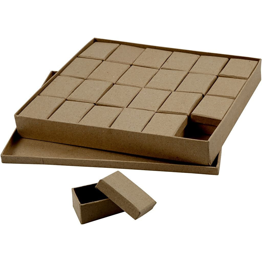 Creativ Company Aufbewahrungsbox – 70 × 50 × 35 mm, Papier, mit Deckel, natur – 24 Stk.