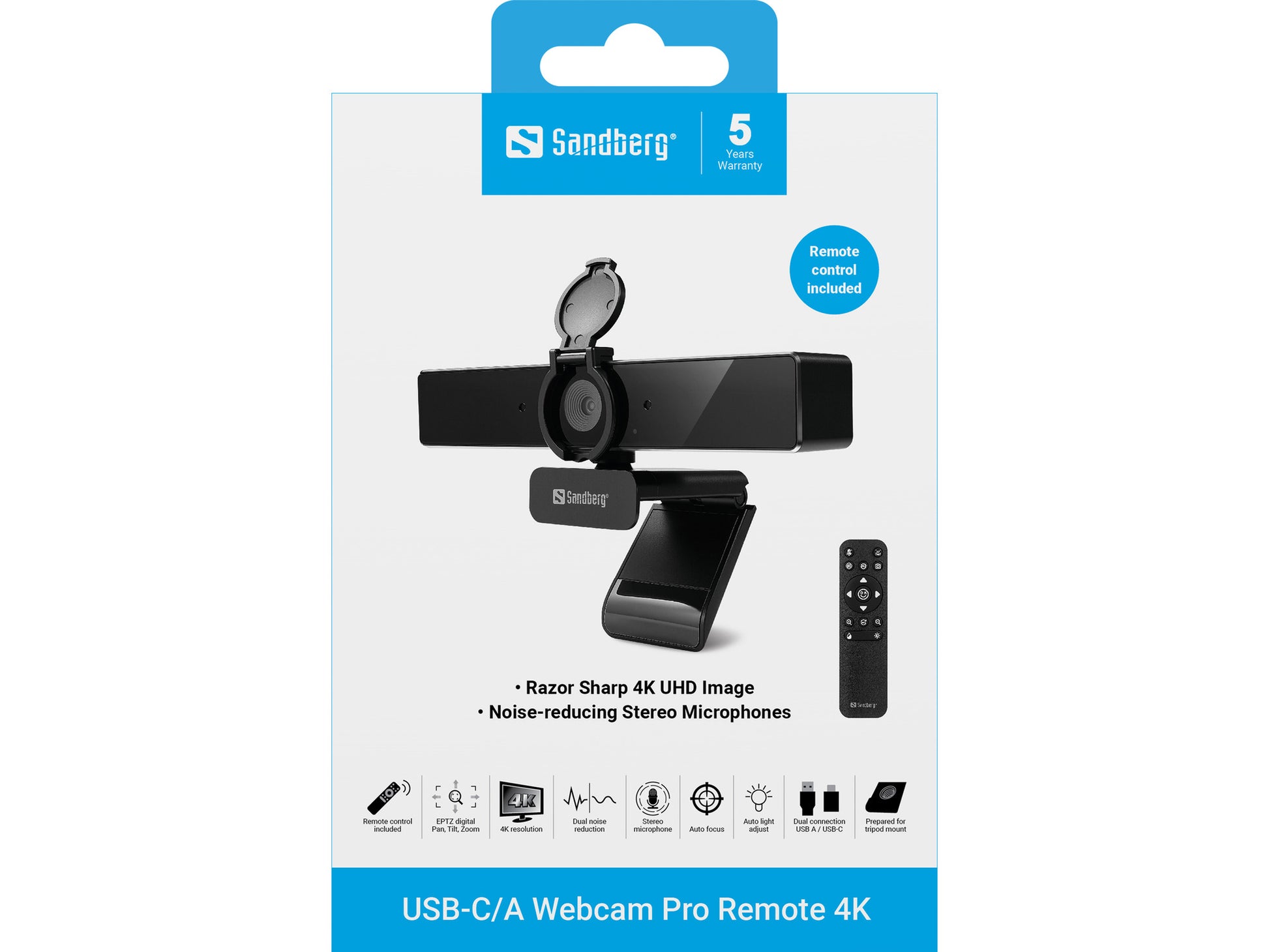Sandberg Pro Remote – Webcam – 4K, USB-C, USB-A