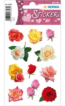 HERMA Schmucketiketten Rosenblüten – 33 Stück – permanent – mehrfarbig