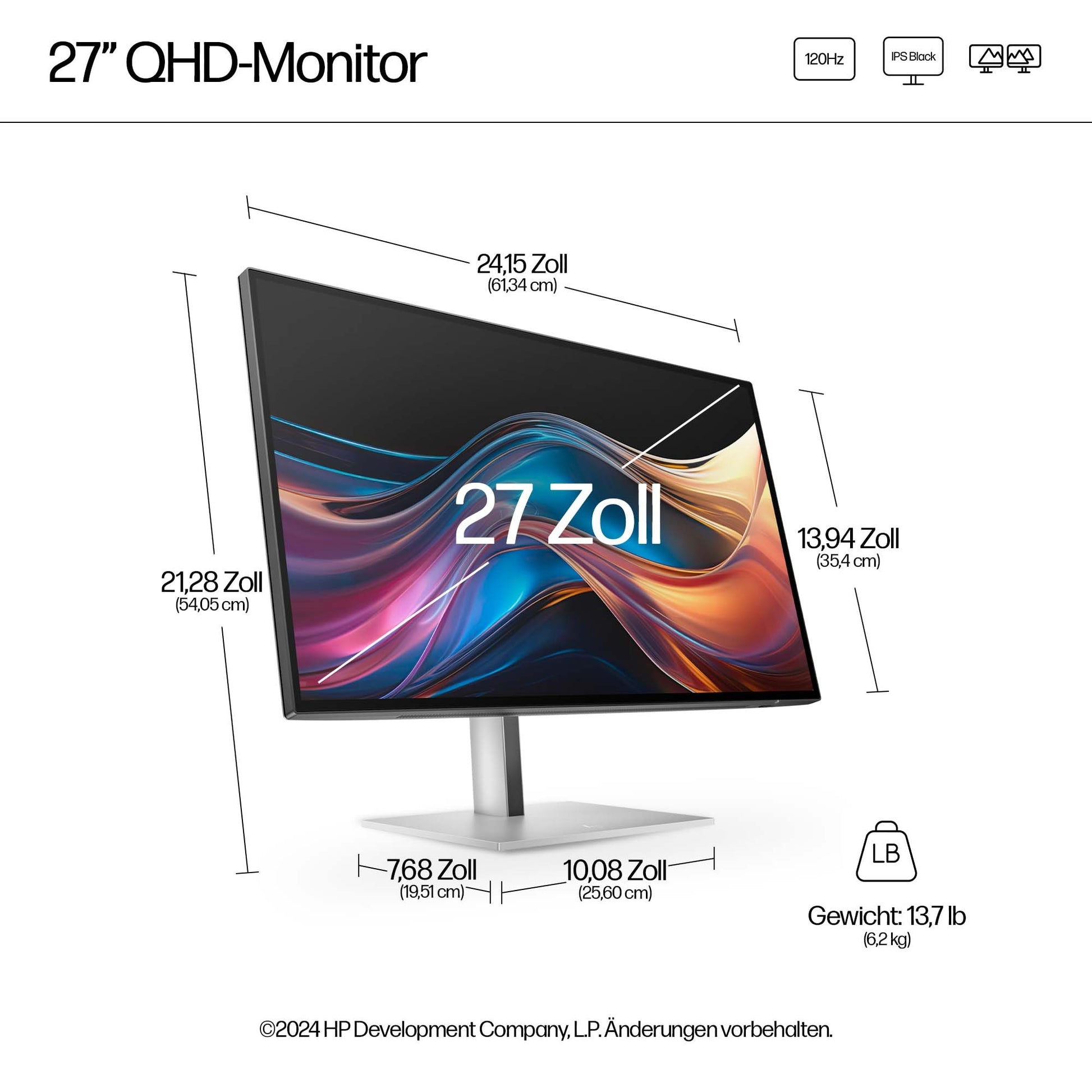 HP Serie 7 Pro 727pq – Monitor, 27", 2560 × 1440 (QHD)