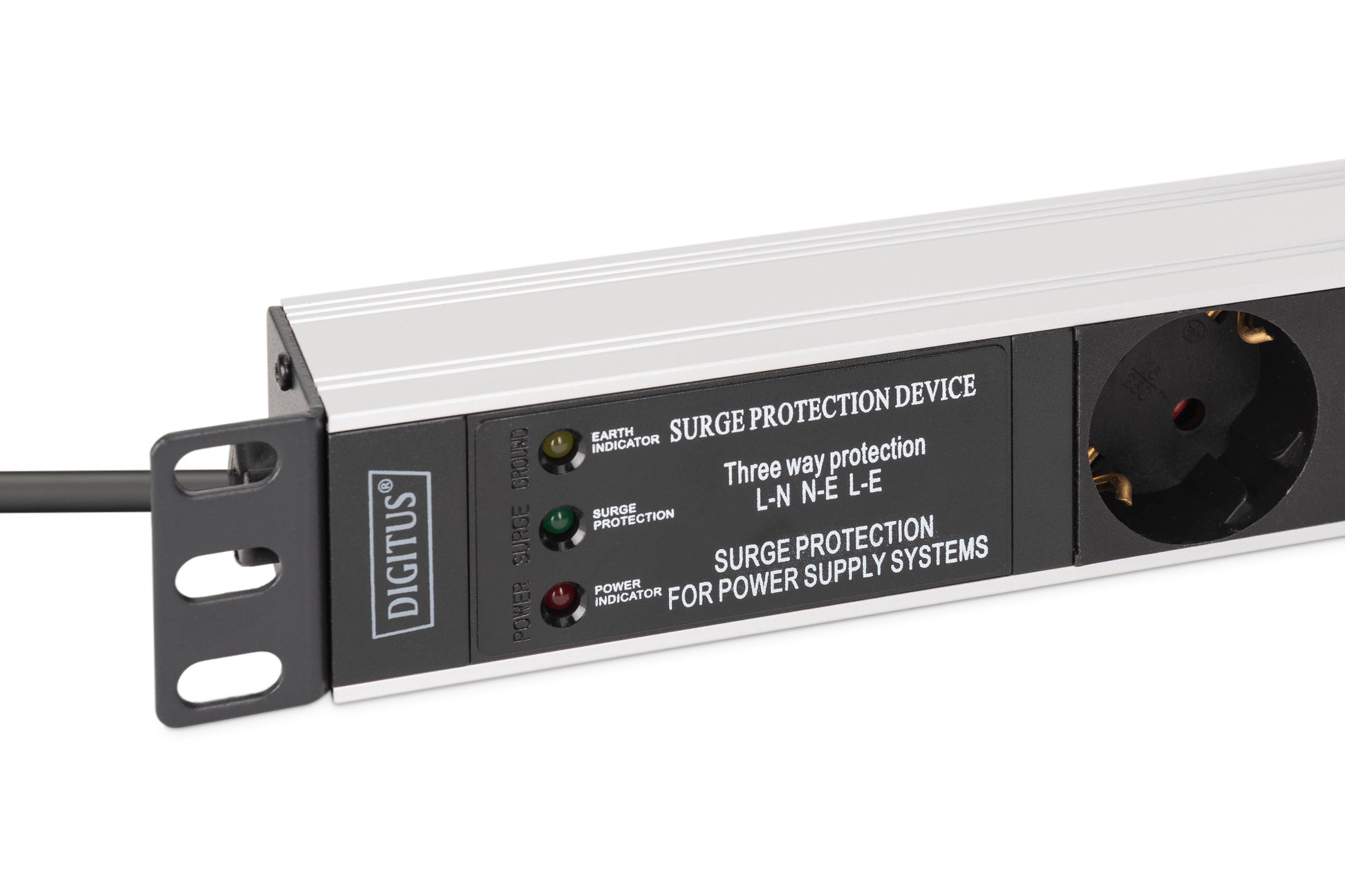 Digitus Rack-PDU – 1U, horizontal/vertikal, 7× Schuko (Typ F), 230 V/16 A, 2 m, schwarz/silber