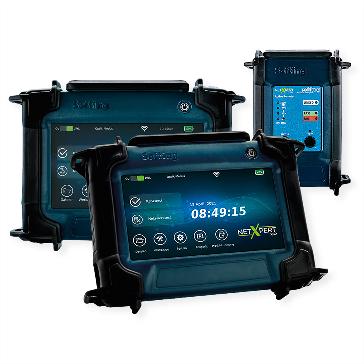 Softing IT Networks NetXpert XG2+ – Netzwerk-Kabeltester – RJ45/LC, PoE 90 W, Touch-Display, für Kupfer/LWL