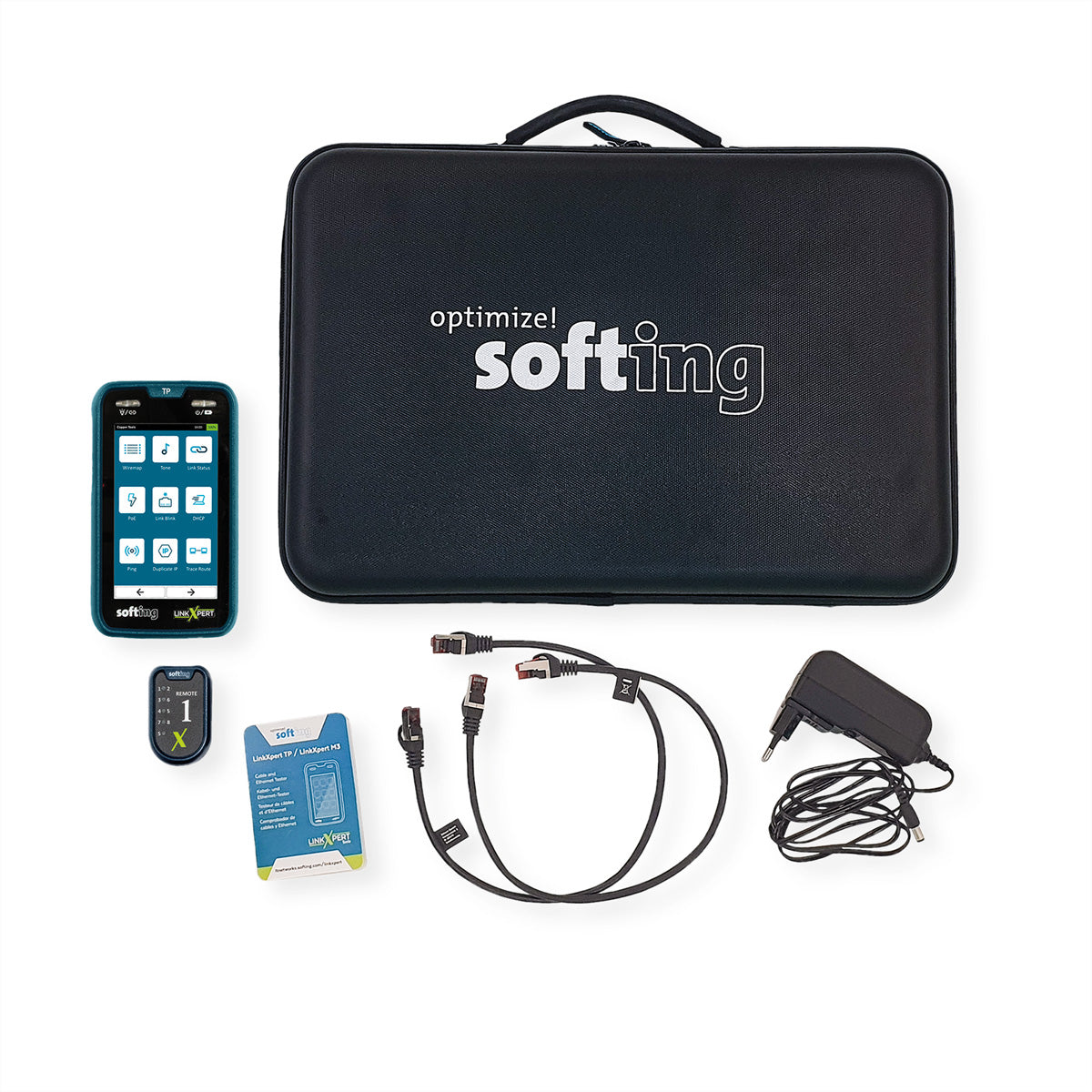 Softing IT Networks Softing LinkXpert TP – Netzwerk-Kabeltester – RJ45/BNC, PoE++ 90 W, für Kupfer- und Koaxialkabel