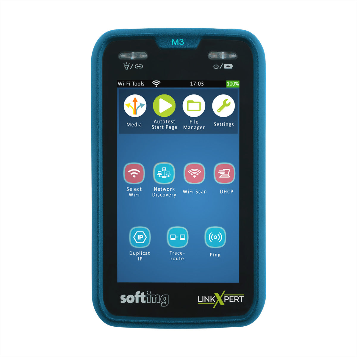 Softing IT Networks Softing LinkXpert M3 – Netzwerk-Kabeltester – RJ45/Glasfaser, PoE bis 90 W, für Kupfer/Glasfaser/WLAN