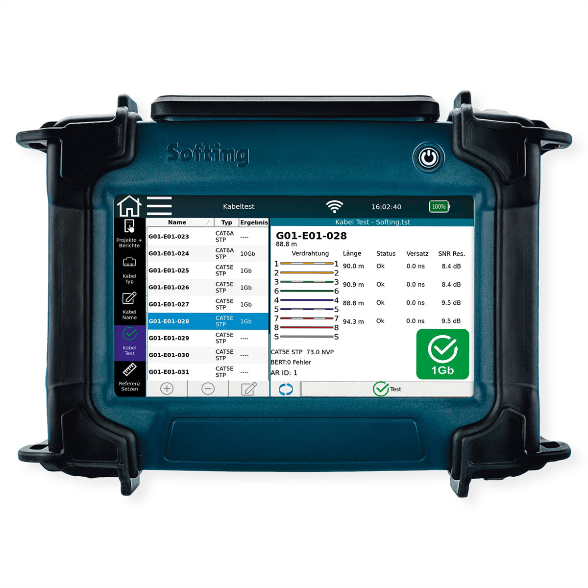Softing IT Networks NetXpert XG2 – Netzwerk-Kabeltester – 1 Gbit/s, RJ45, PoE, für Kupfer- und optional Glasfaserkabel