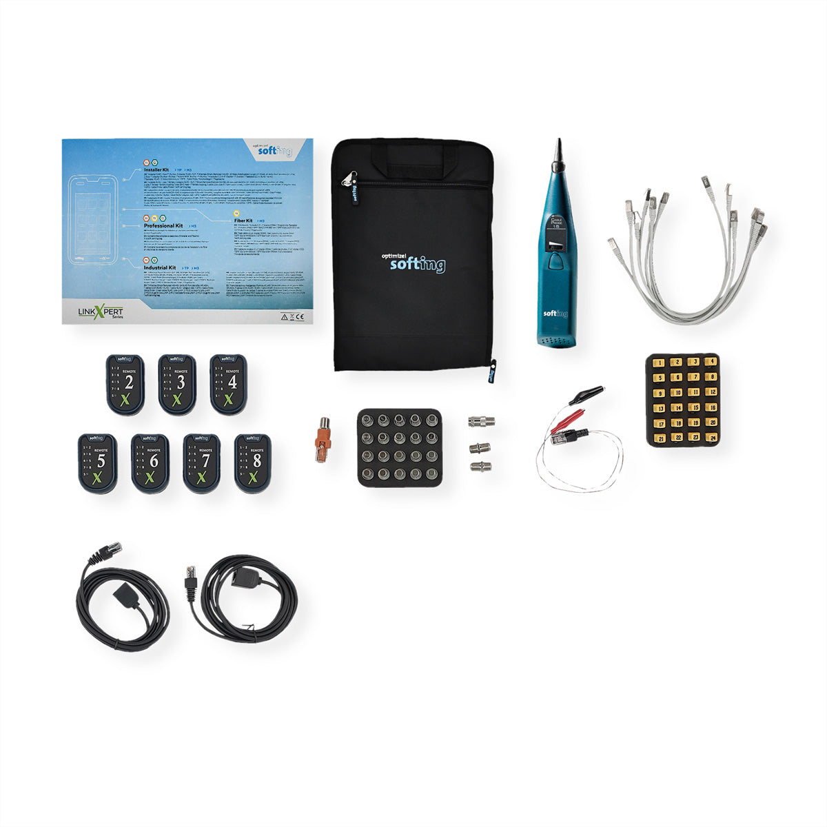 Softing IT Networks Installer Zubehörkit – Netzwerk-Kabeltester – RJ45/Coax F/RJ11, für LinkXpert