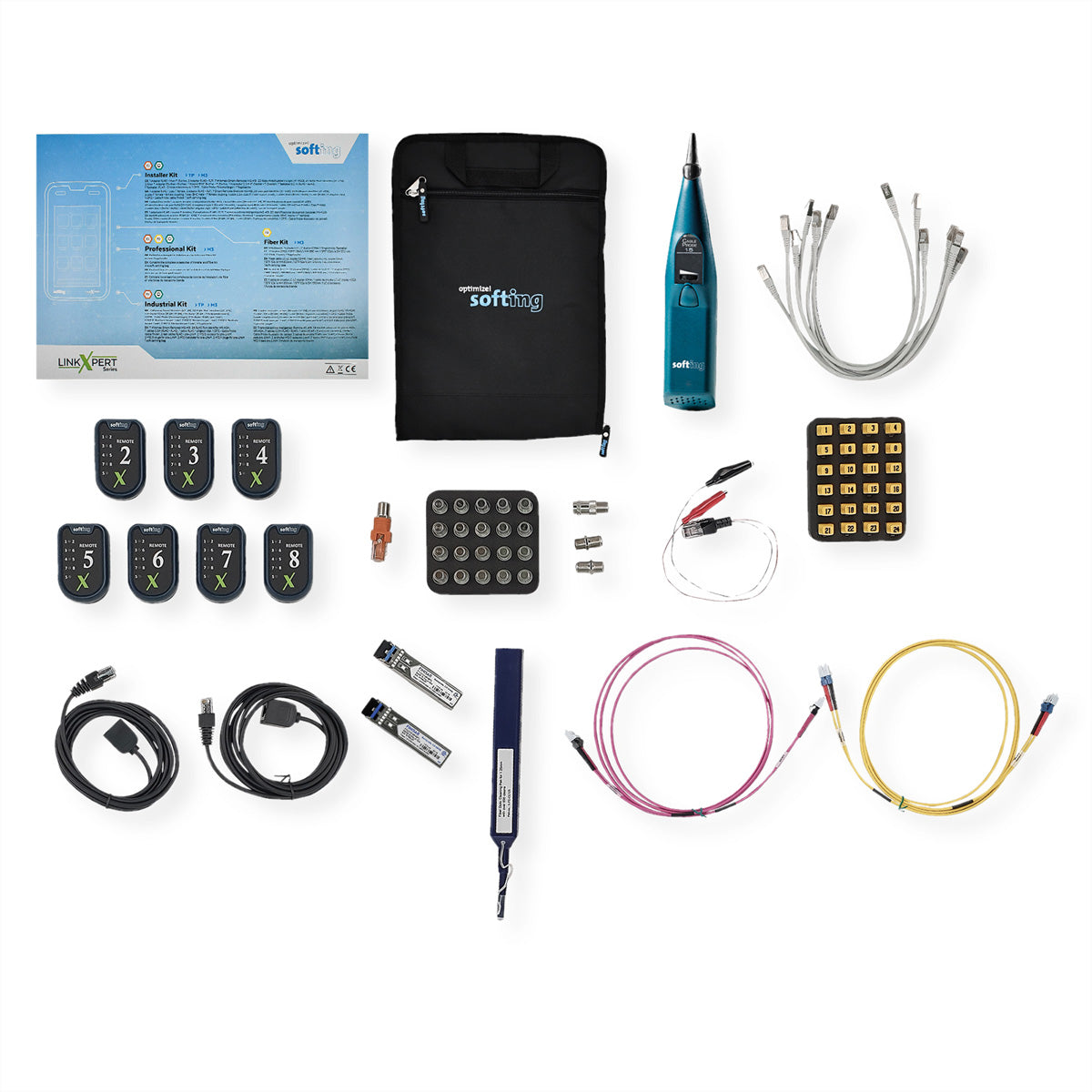 Softing IT Networks Softing Professional Zubehör Kit – Netzwerk-Kabeltester – RJ45/LC/Coax, SFP 1 GBit/s (MM/SM), für LinkXpert M3