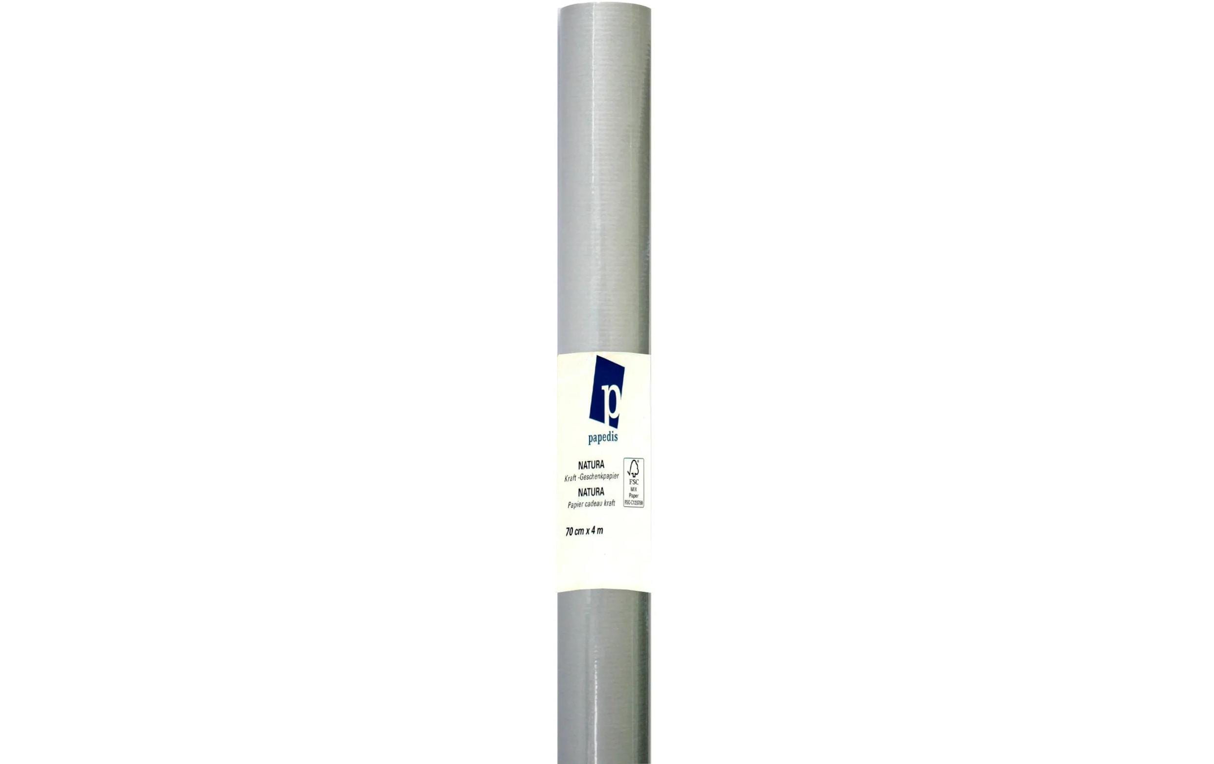 Neutral Geschenkpapier Natura Kraft Kraftpapier Silber – 70 cm × 4 m – 70 g/m²