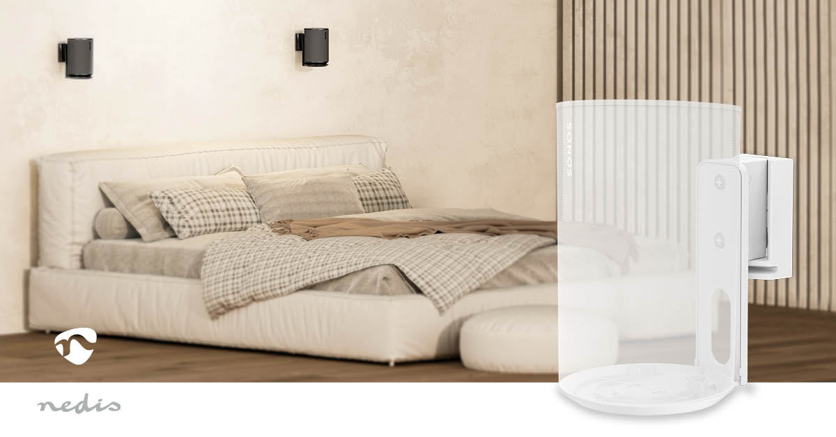 Nedis SPMT5800WT – Wandhalterung für Sonos Era 100 – drehbar −45°/+45°, neigbar 0°–18° – 3 kg – Weiss