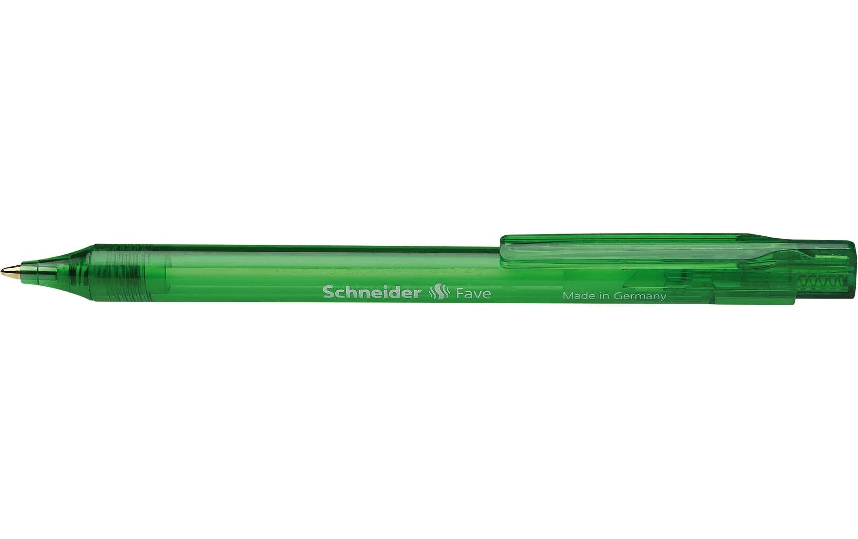 Schneider Schreibgeräte Schneider Fave Kugelschreiber – 20er Pack, Grün, Spitze 0,5 mm, Druck, nachfüllbar, dokumentenecht
