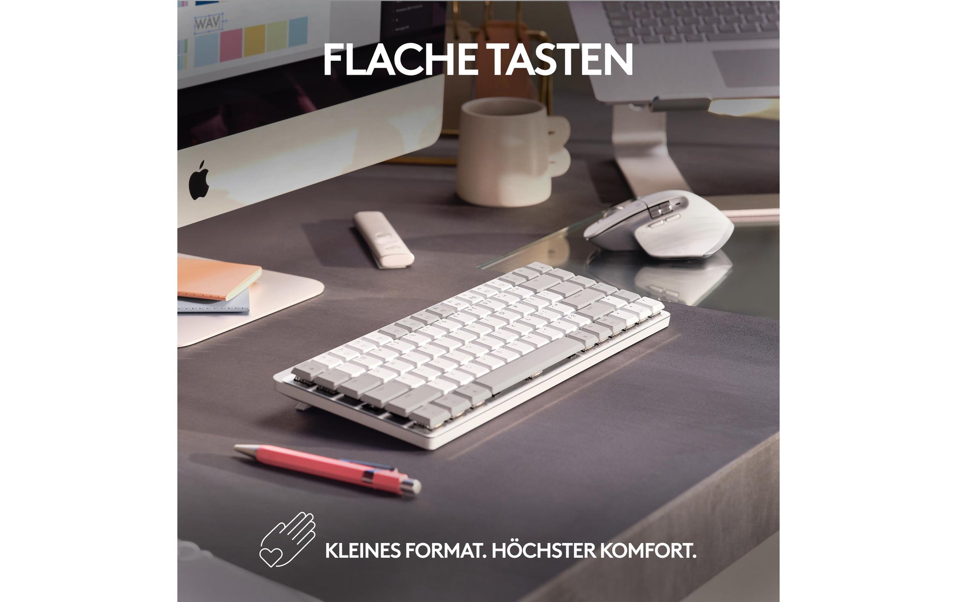 Logitech MX Mechanical Mini – Tastatur, kabellos (Bluetooth/2,4 GHz), CH-Layout (DE-CH), TKL – für macOS