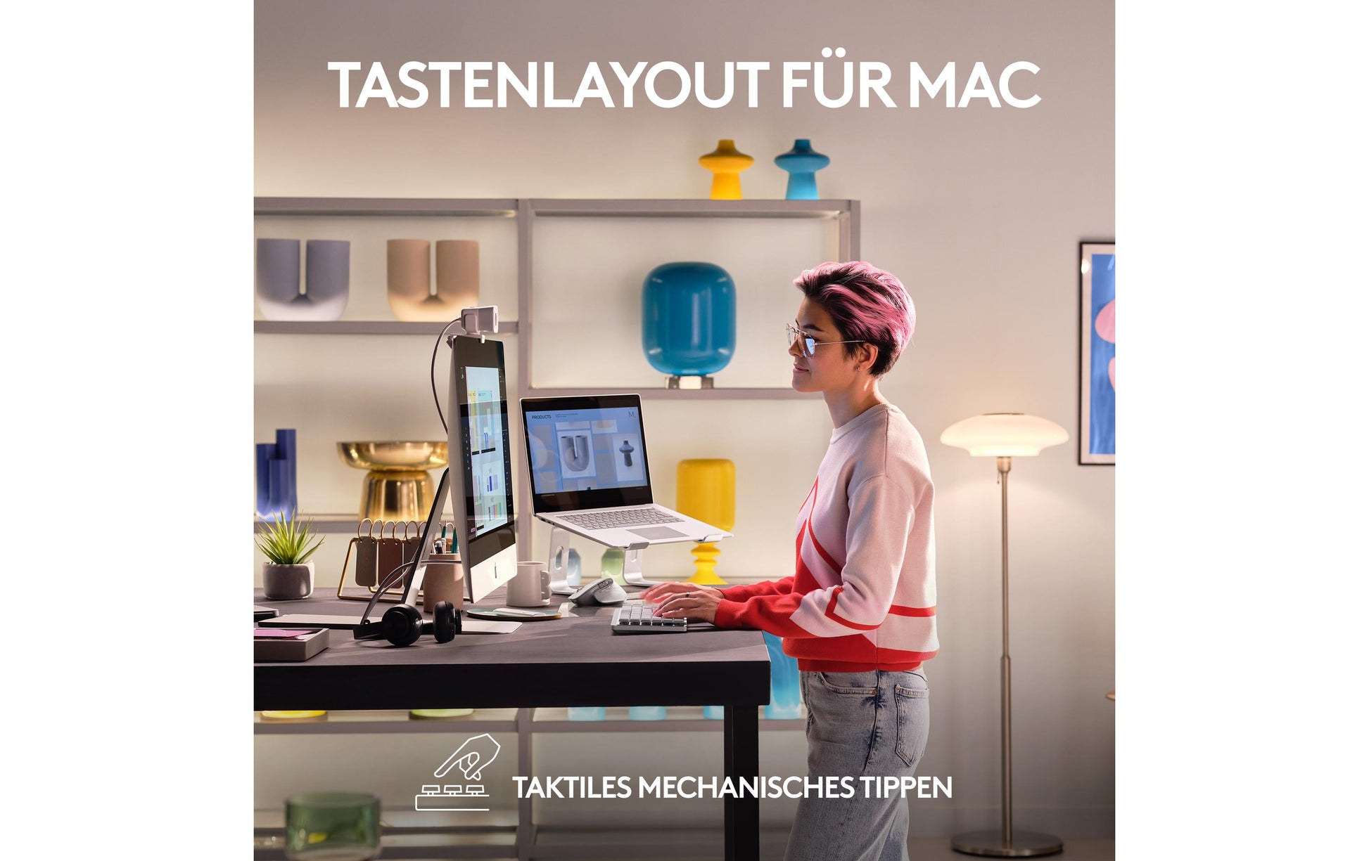 Logitech MX Mechanical Mini – Tastatur, kabellos (Bluetooth/2,4 GHz), CH-Layout (DE-CH), TKL – für macOS