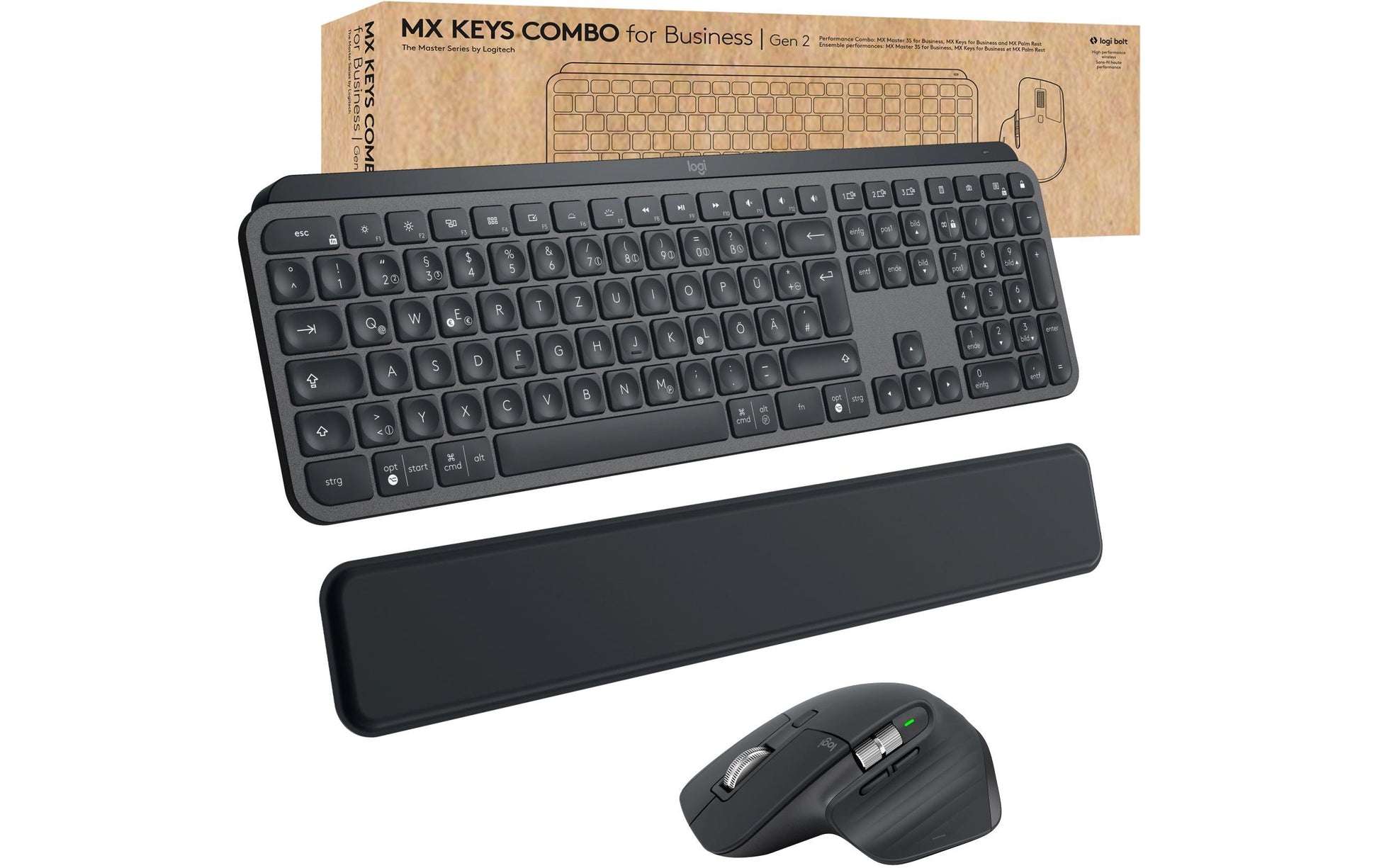 Logitech MX – Tastatur, kabellos (Bluetooth/2,4 GHz), DE-Layout (DE) – für Windows & iOS