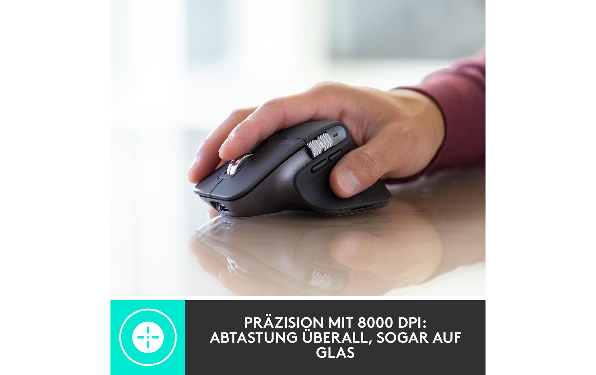 Logitech MX – Tastatur, kabellos (Bluetooth/2,4 GHz), DE-Layout (DE) – für Windows & iOS