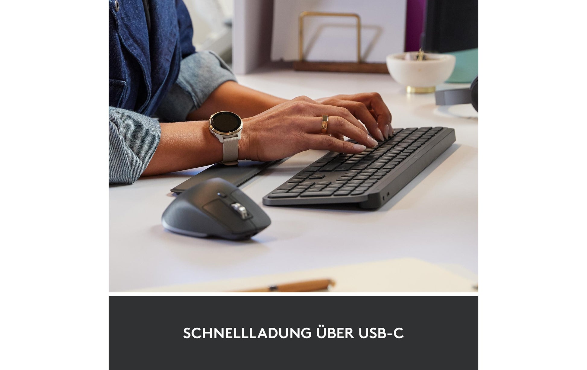 Logitech MX – Tastatur, kabellos (Bluetooth/2,4 GHz), DE-Layout (DE) – für Windows & iOS