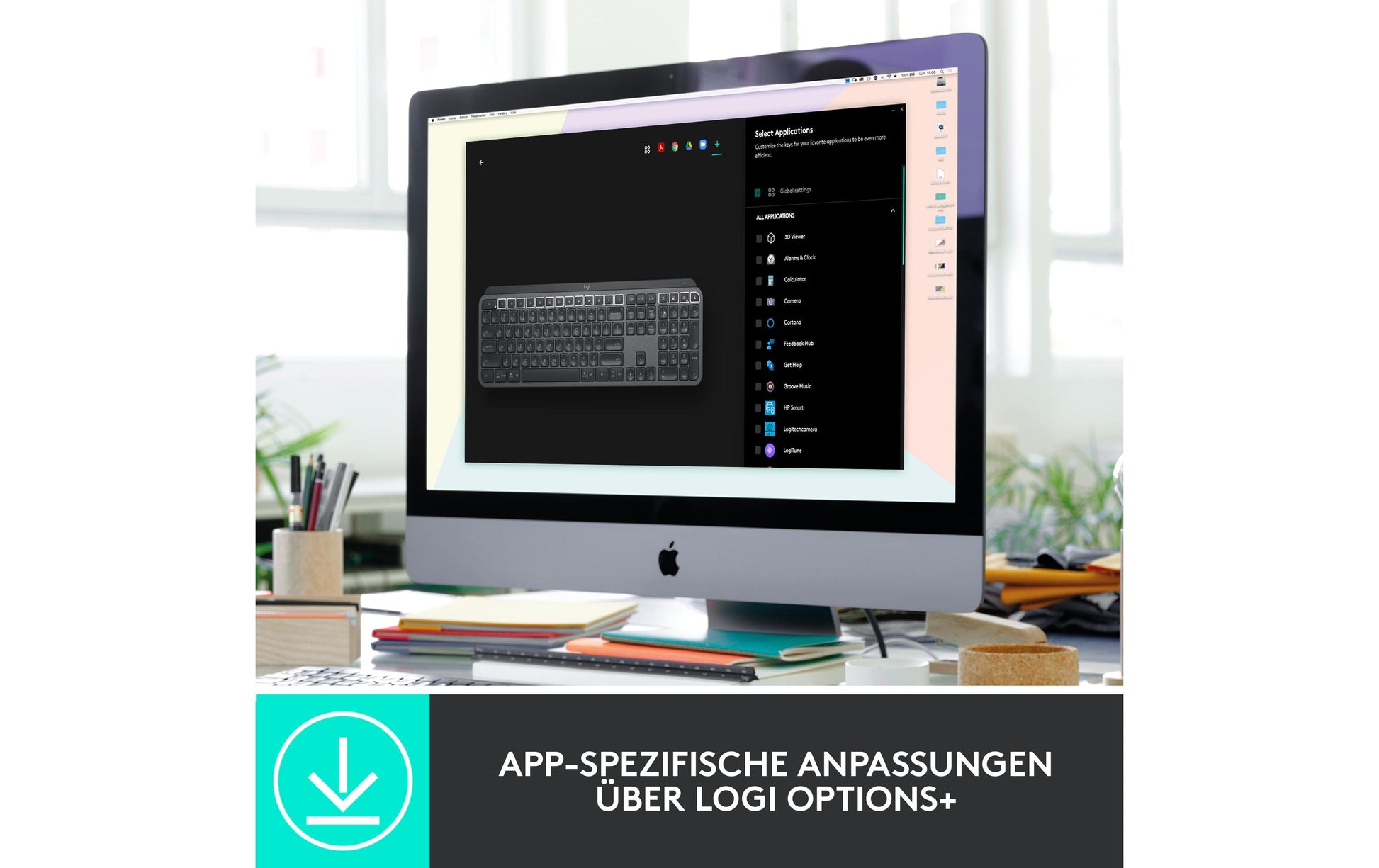Logitech MX – Tastatur, kabellos (Bluetooth/2,4 GHz), DE-Layout (DE) – für Windows & iOS