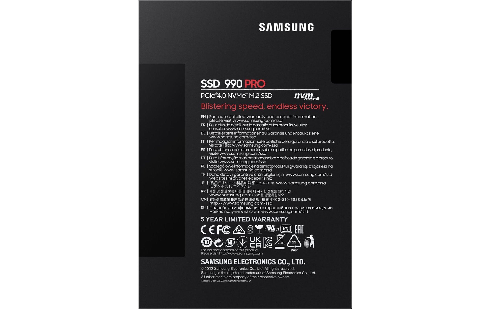 Samsung 990 PRO – 2 TB M.2 2280 NVMe PCIe 4.0 x4, 7'450/6'900 MB/s – für PC