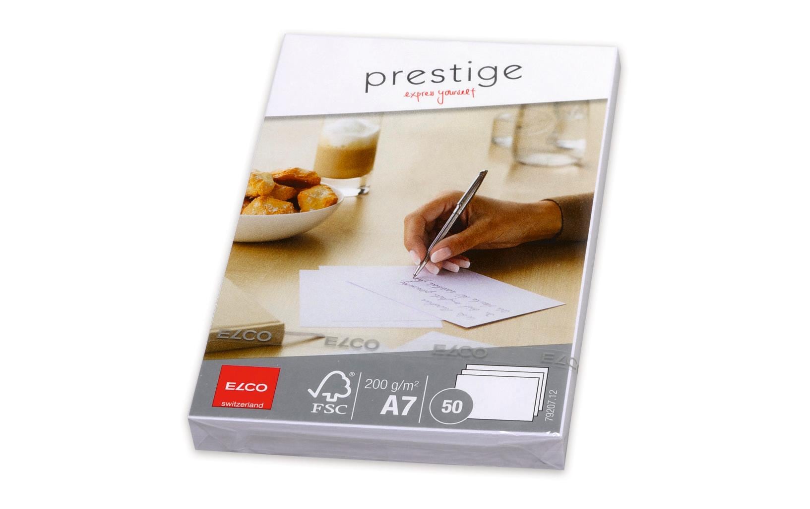 Elco Karteikarte A7 Hochformat, Blanko, Weiss, 200 g/m², Karteikarton – 50 Stück