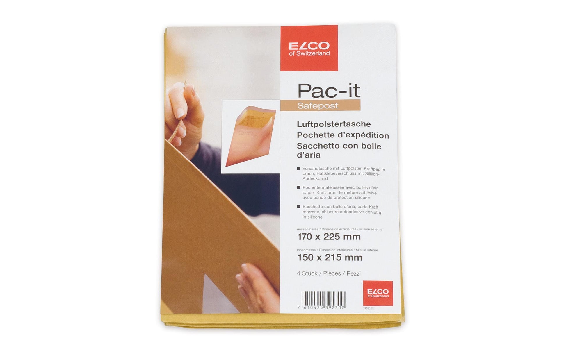 Elco Luftpolstertasche – 170 × 225 mm, selbstklebend, braun – 4 Stk.