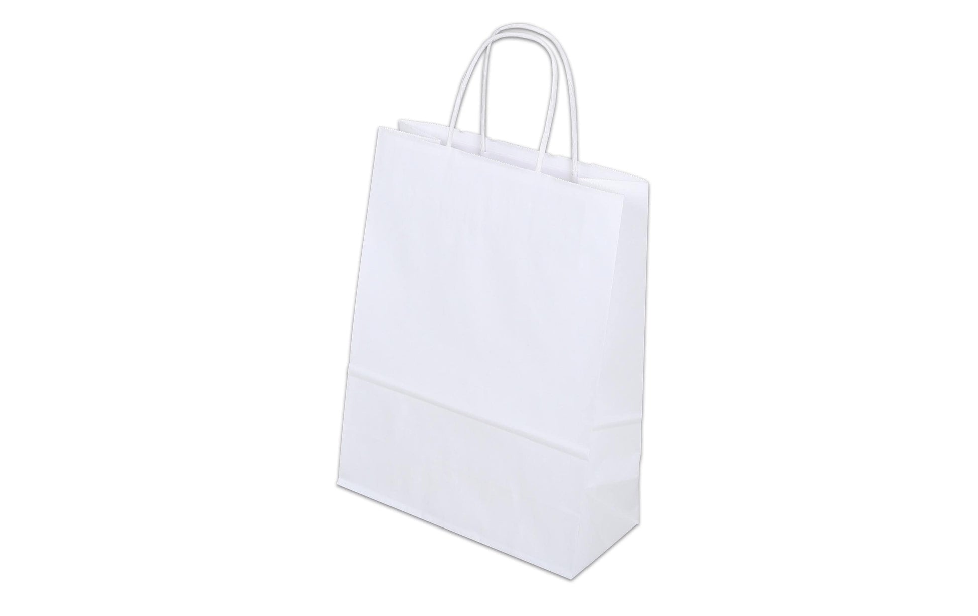Elco Tragetasche aus Kraftpapier – 50 Stk. – mit gedrehter Kordel, reissfest – 220 × 290 × 100 mm – weiss