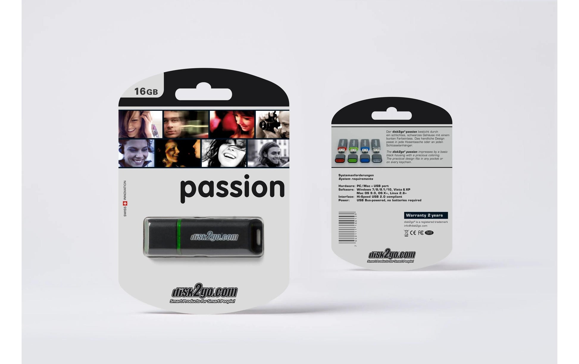 Diverse Disk2go Passion USB-Stick 16 GB – USB-A USB 2.0, 40/10 MB/s, Kunststoff, Schwarz