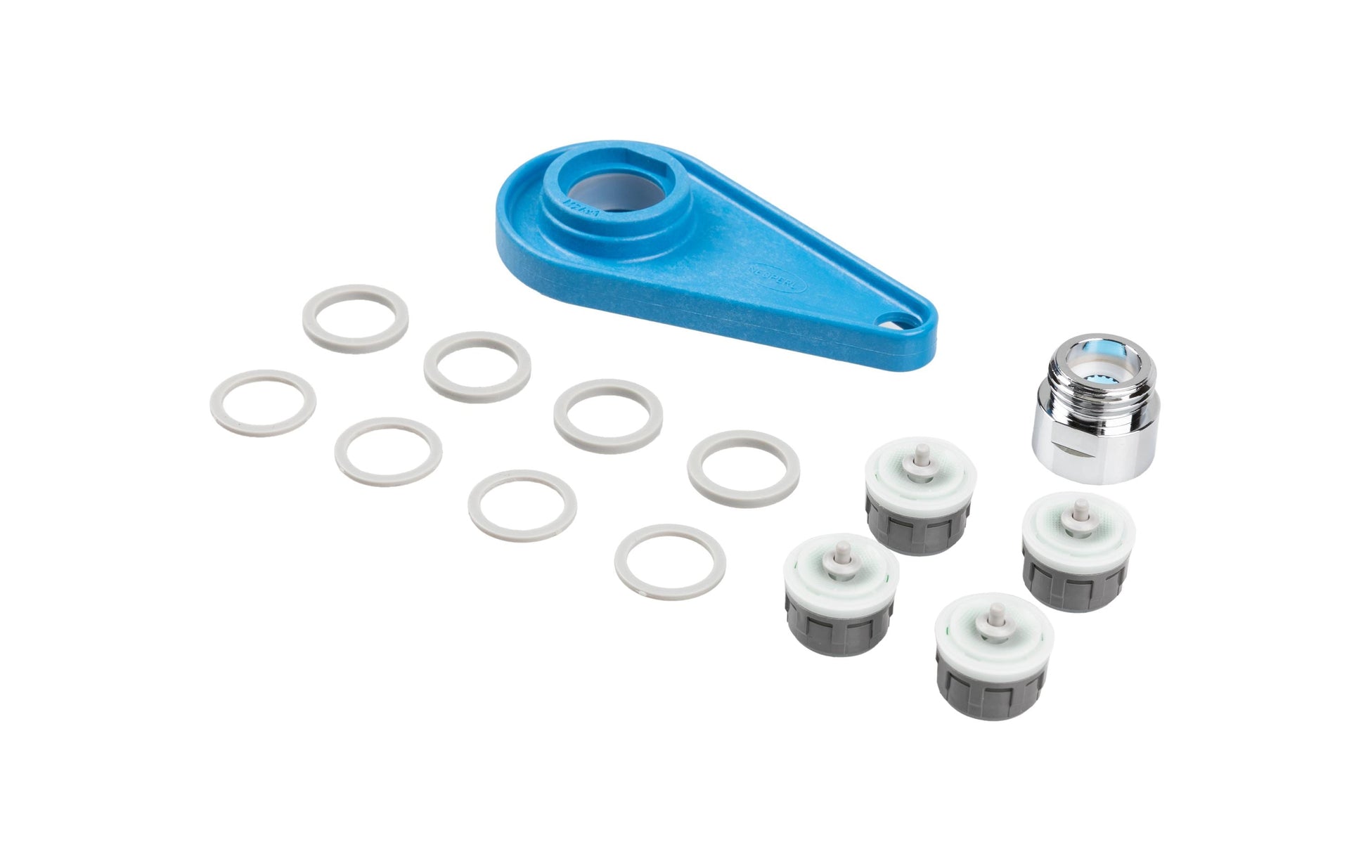 Neoperl Wassersparset Cascade SLC AC – ca. 10 l/min, Kunststoff, M22 Anschluss, verchromt, 14-teilig