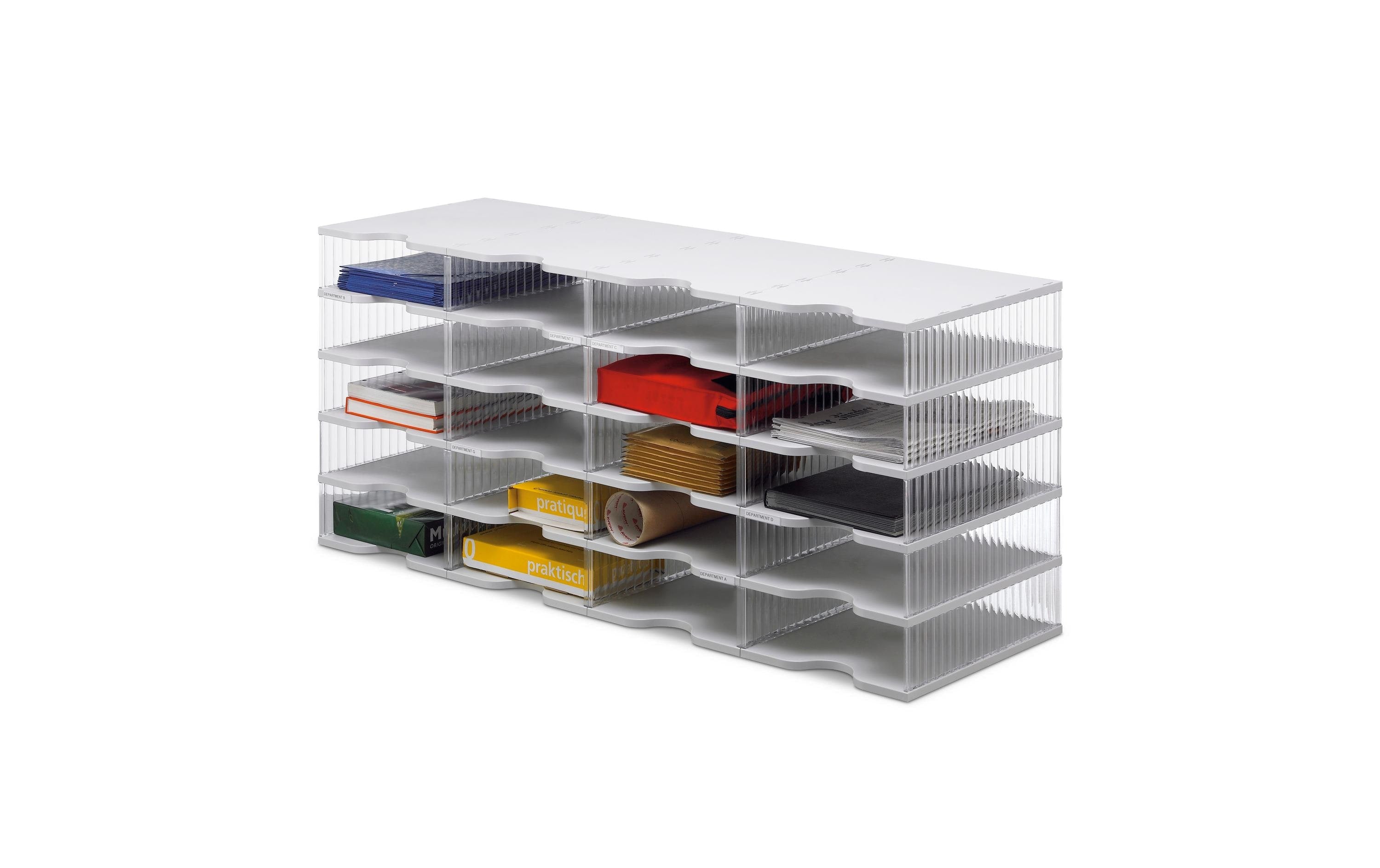 Styro Briefkorb – Kunststoff, 20 Fächer, transparent