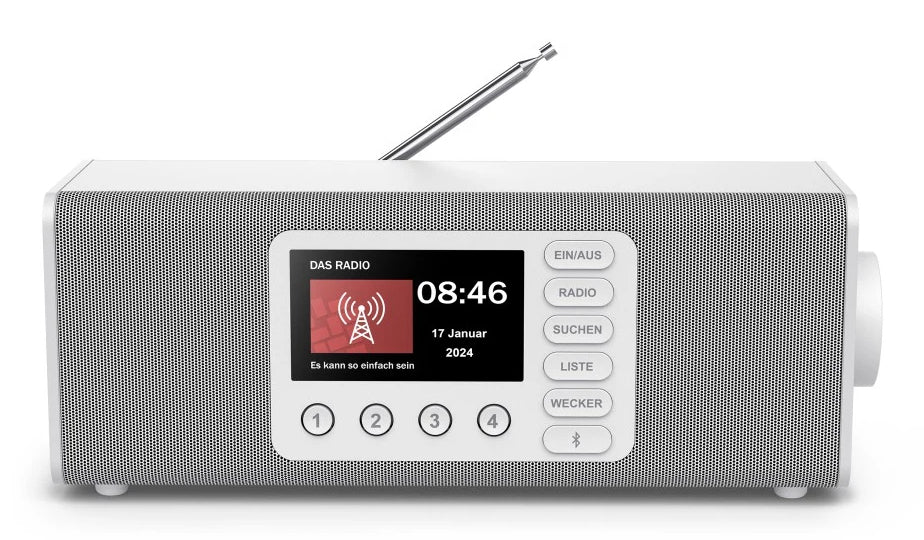 Hama DR2002 – Radiowecker DAB+/UKW, Bluetooth, 2 Weckzeiten – Weiss