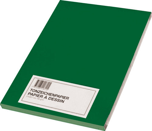 Papyrus Tonzeichenpapier – A4, 130 g/m², dunkelgrün, matt, 100 Blatt, für Tinten, Pastell