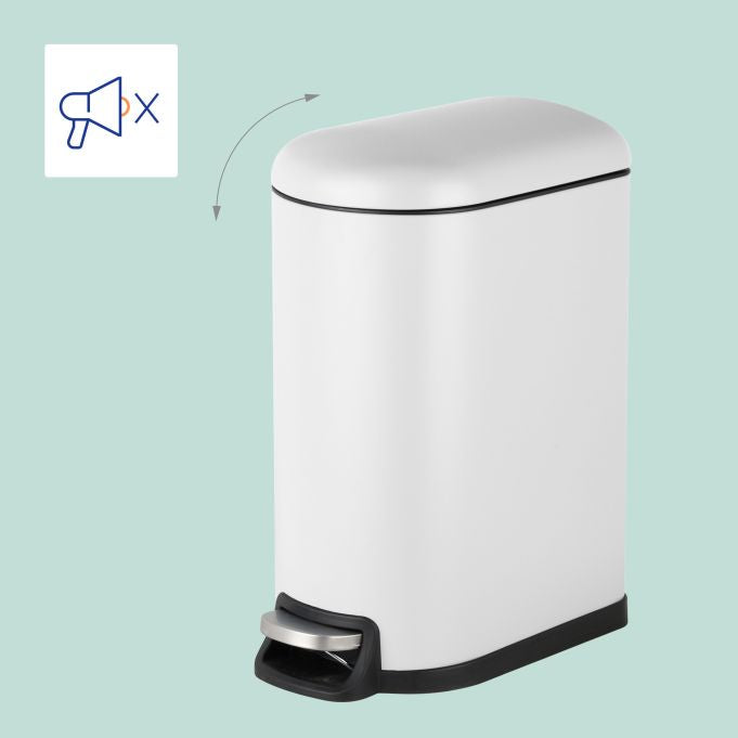 Relaxdays Treteimer – 10 l – Kunststoff, rechteckig – weiss – Soft-Close