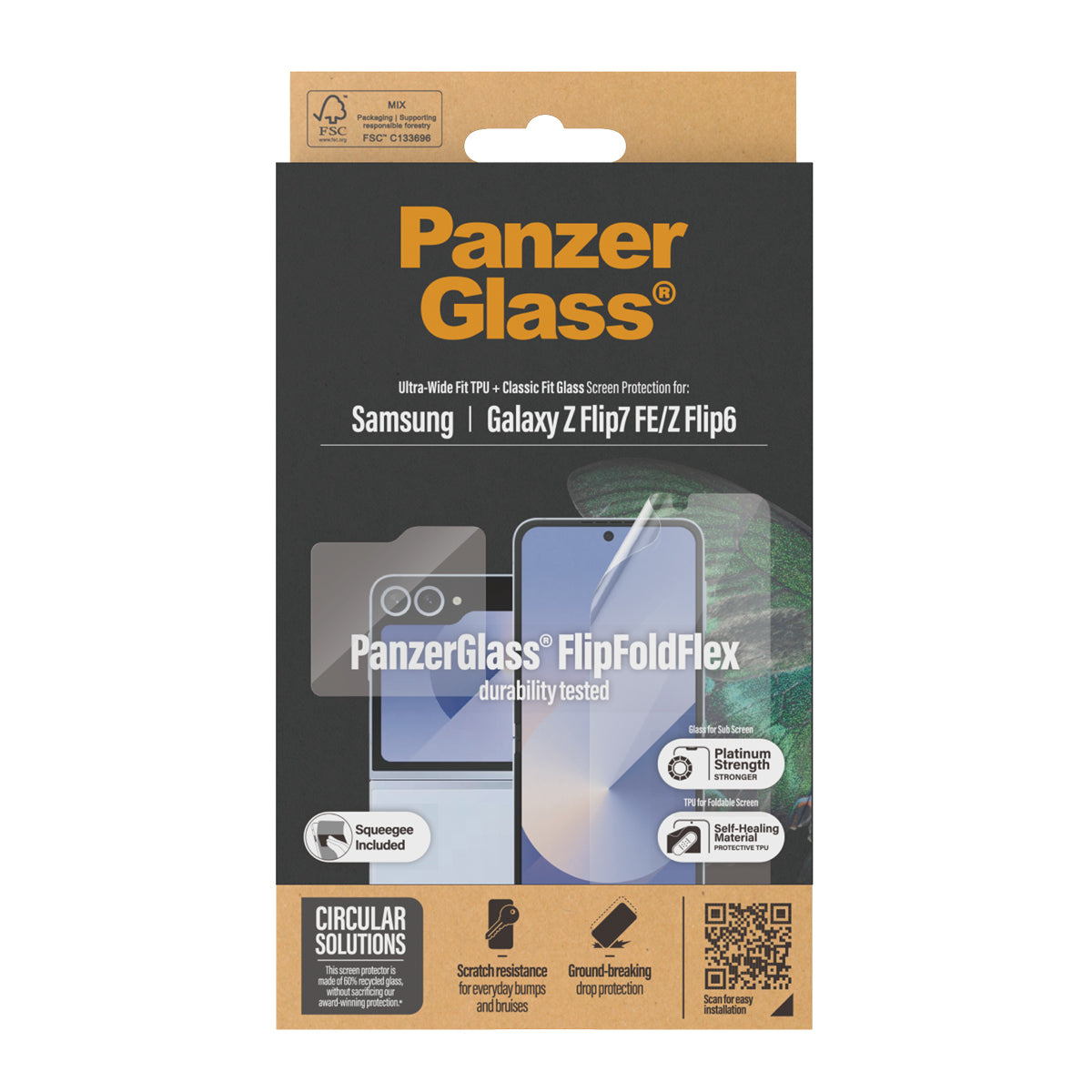 PanzerGlass Displayschutz (Panzerglas/Folie) – für Galaxy Z Flip6/Galaxy Z Flip7 FE – 2er-Pack