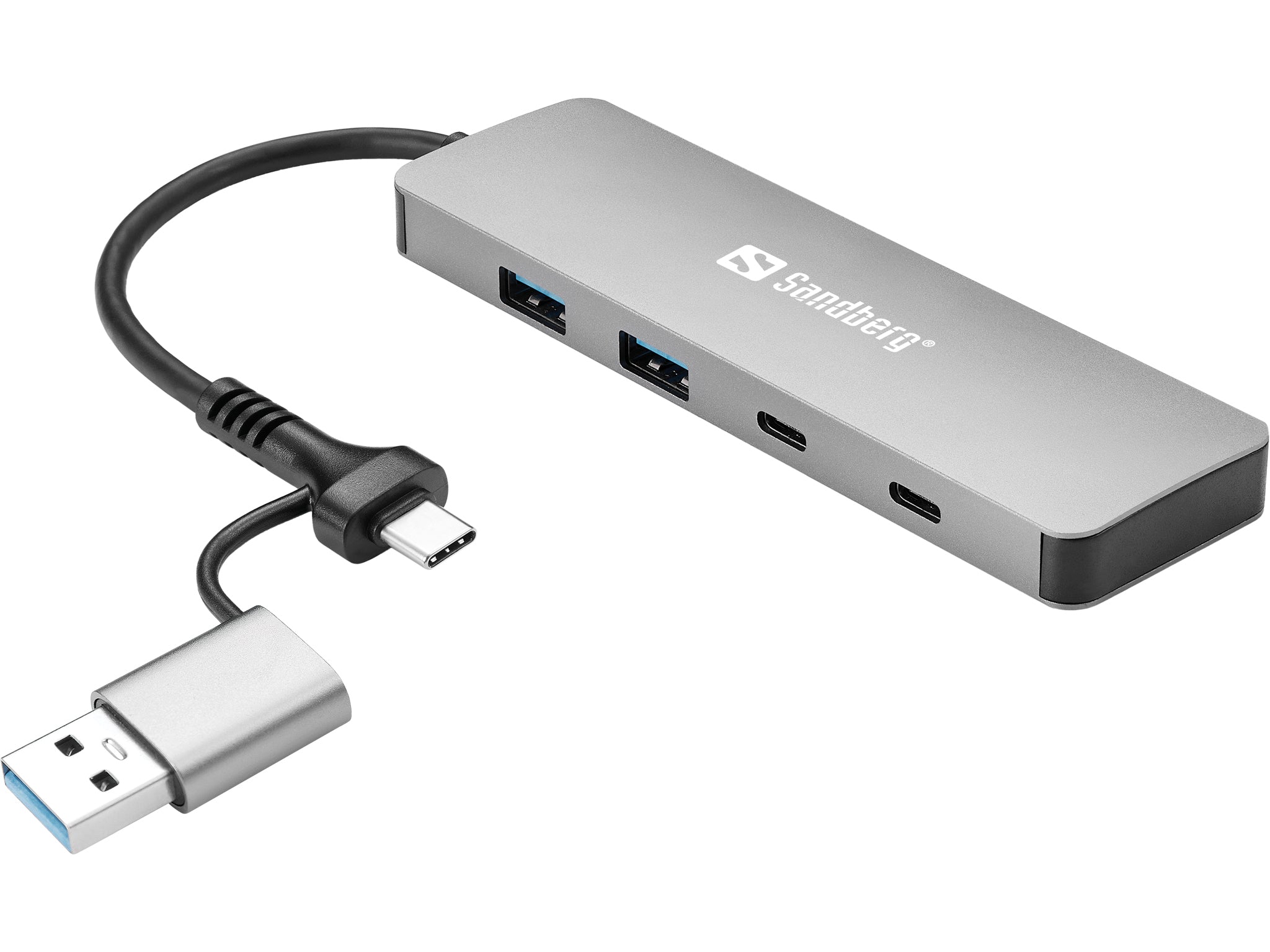 Sandberg USB-Hub – USB-C/USB-A, 2× USB-A, 2× USB-C, für Windows/Mac