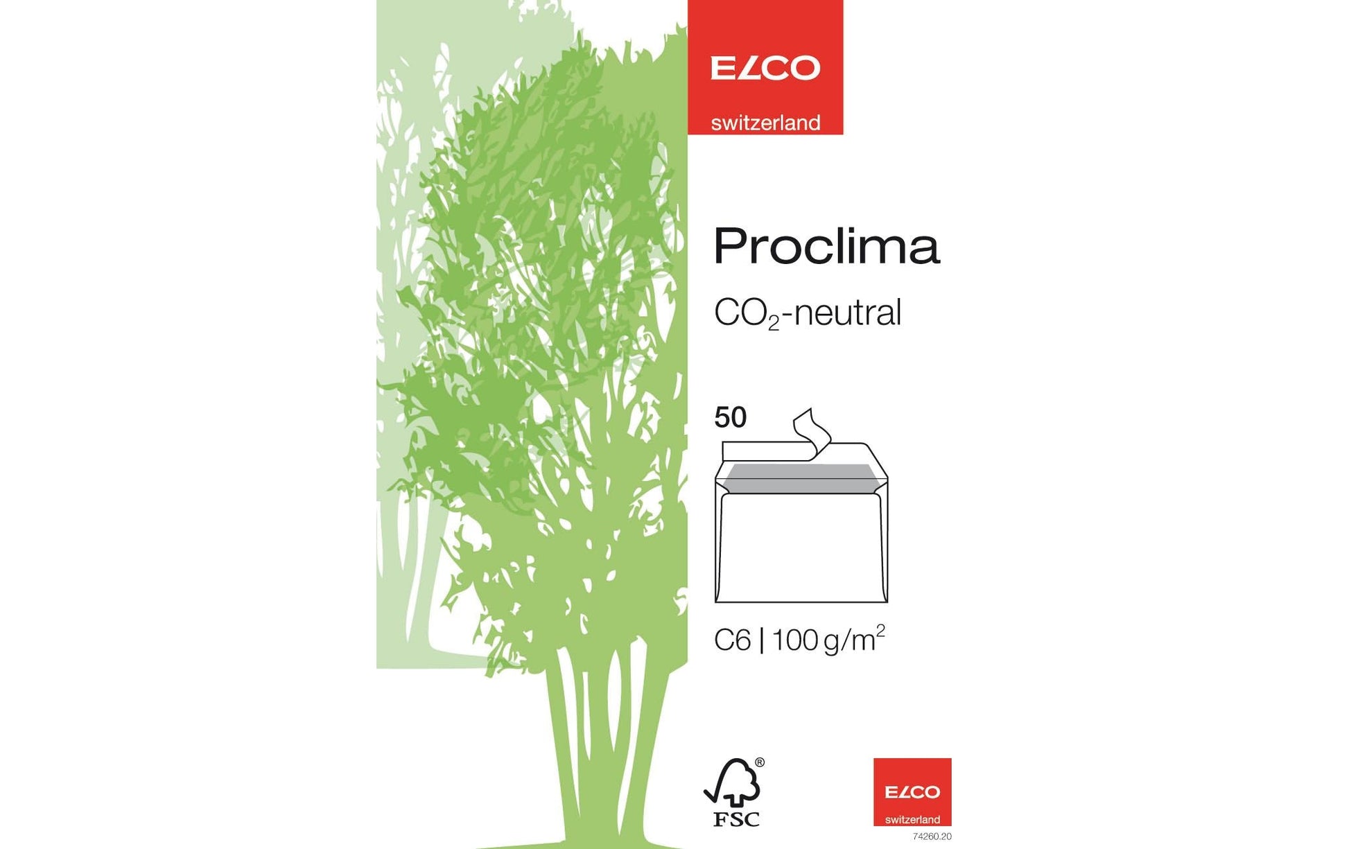 Elco Couvert C6 (162 × 114 mm), Haftklebend (Optifix), Weiss, 100 g/m², Papier, Gerade Klappe – 50 Stk.