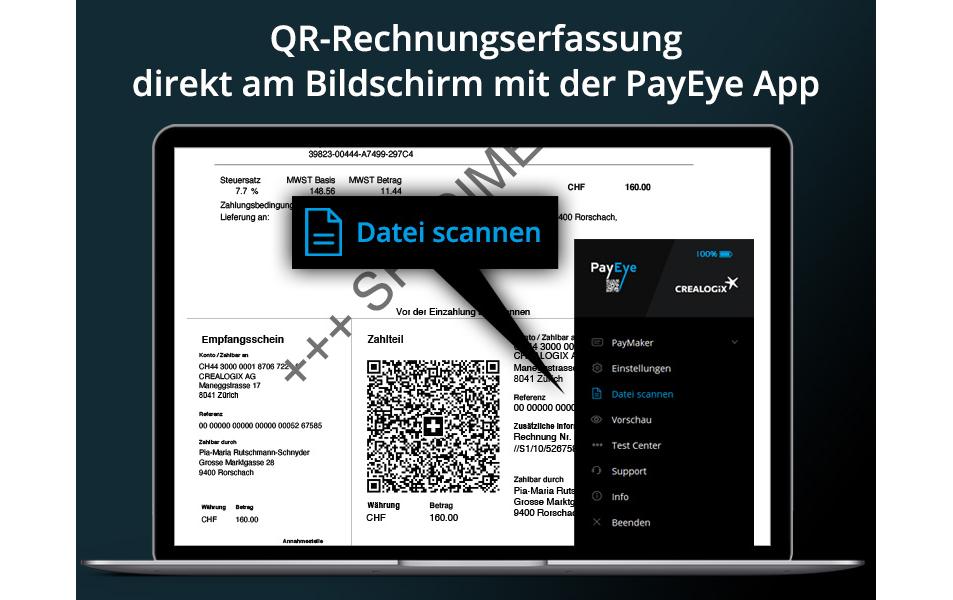 Crealogix PayEye – Barcodeleser – USB – Dokumentenerfassung