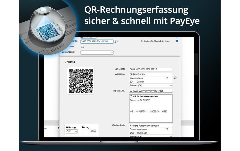 Crealogix PayEye – Barcodeleser – USB – Dokumentenerfassung
