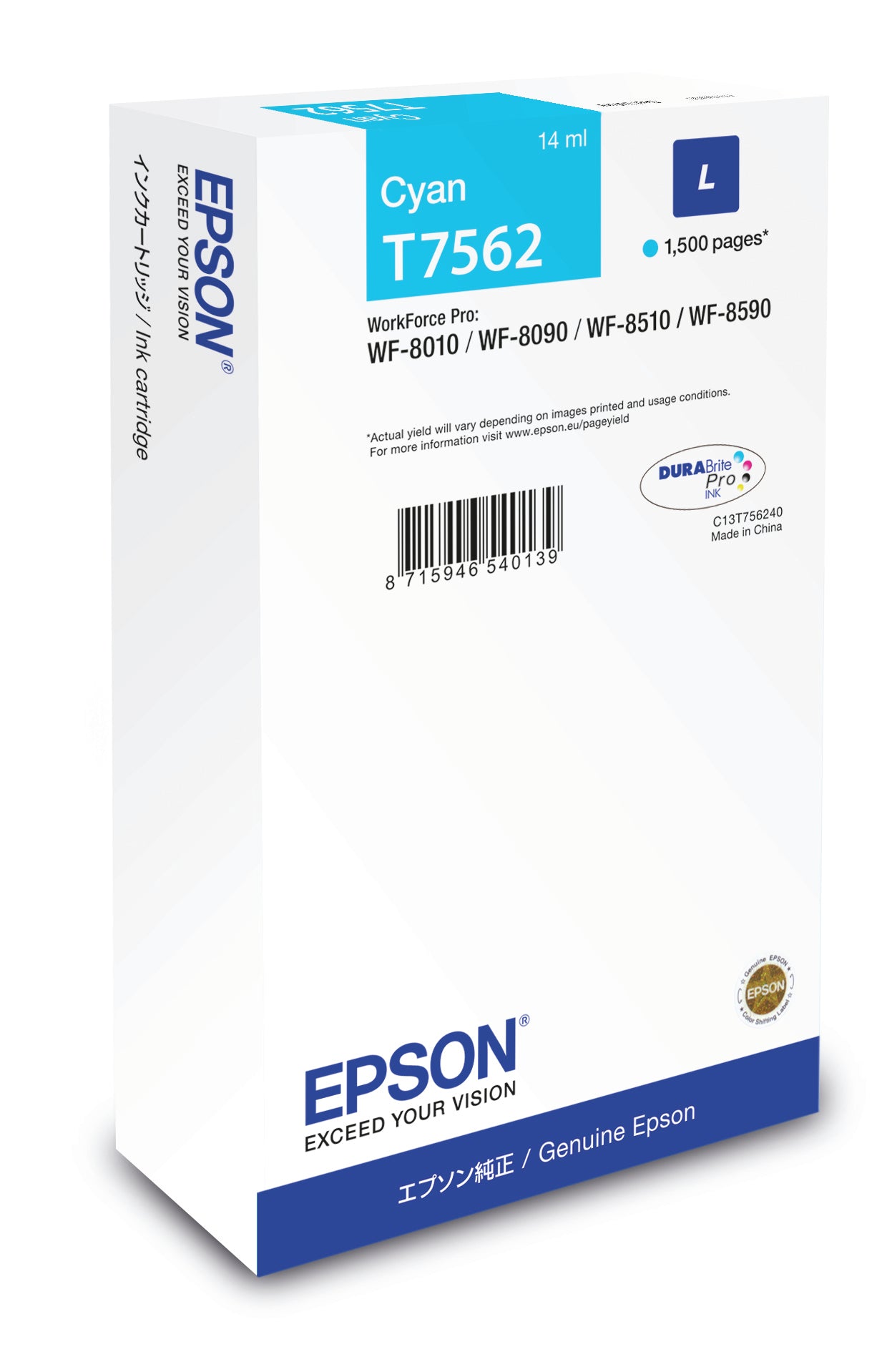 Epson Tintenpatrone – T7562, Cyan, L