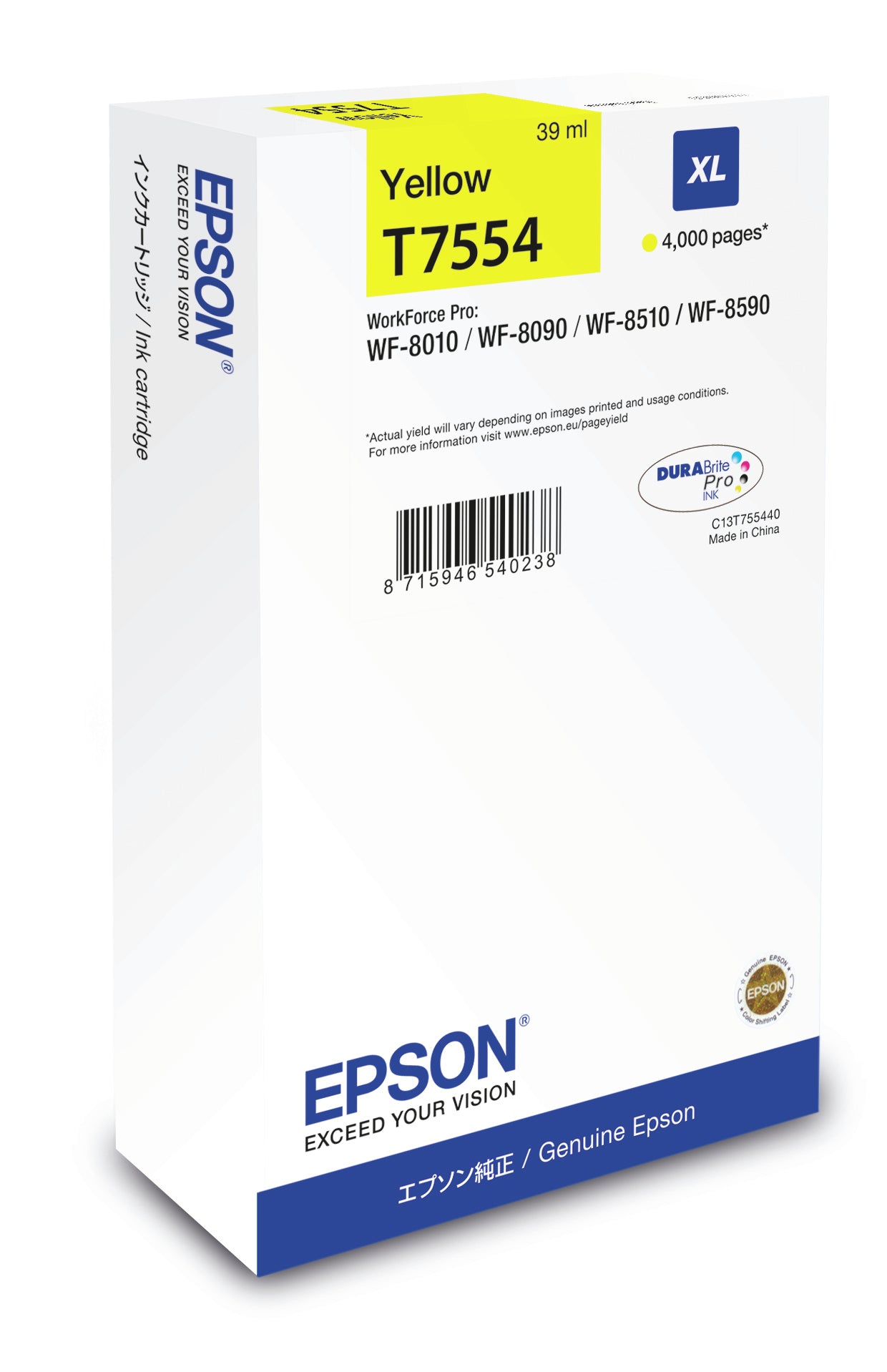 Epson Tintenpatrone T7554, Gelb, 4'000 Seiten