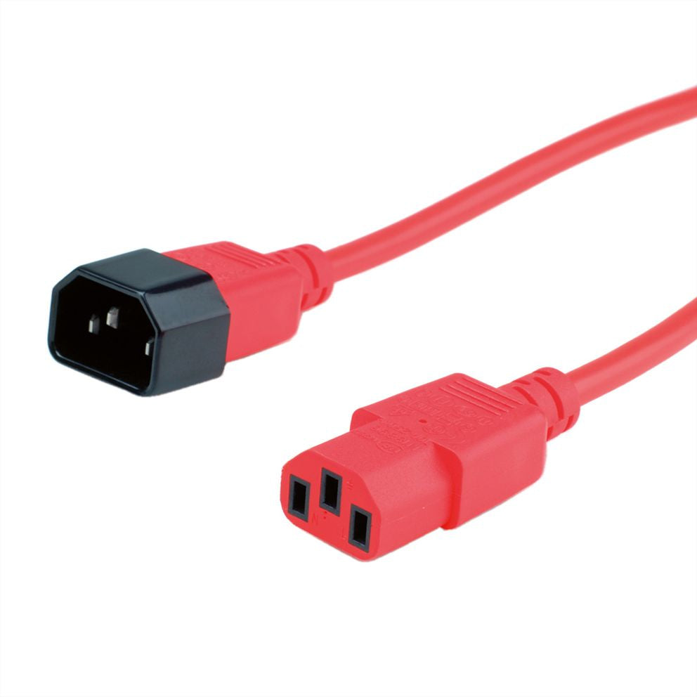 ROLINE Netzkabel – IEC C14 zu IEC C13, 3 m, 250 V/10 A, Rot