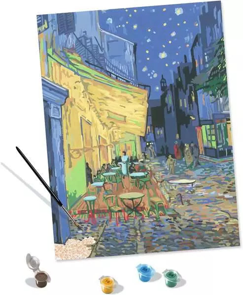 Ravensburger Malen-nach-Zahlen-Set – Café Terrace at Night (Vincent van Gogh) – 30 × 40 cm – ab 12 Jahren