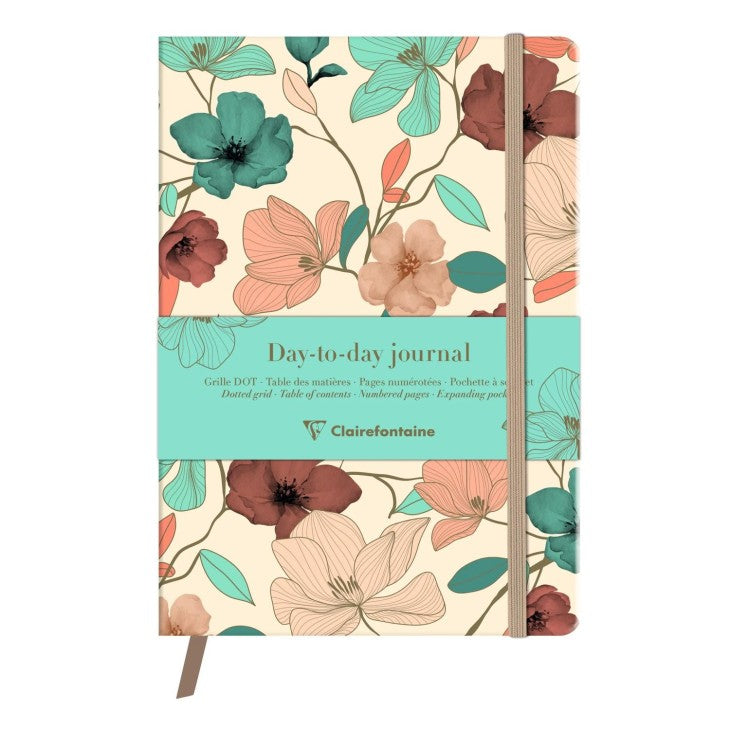 Clairefontaine Tagesagenda ohne Jahr, A5, Softcover, Beige, Blättermuster