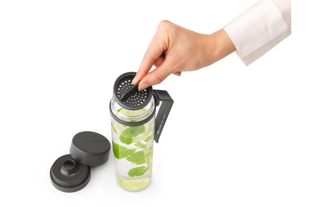 Brabantia Make & Take Trinkflasche 500 ml – Kunststoff, Schraubdeckel, Dunkelgrau