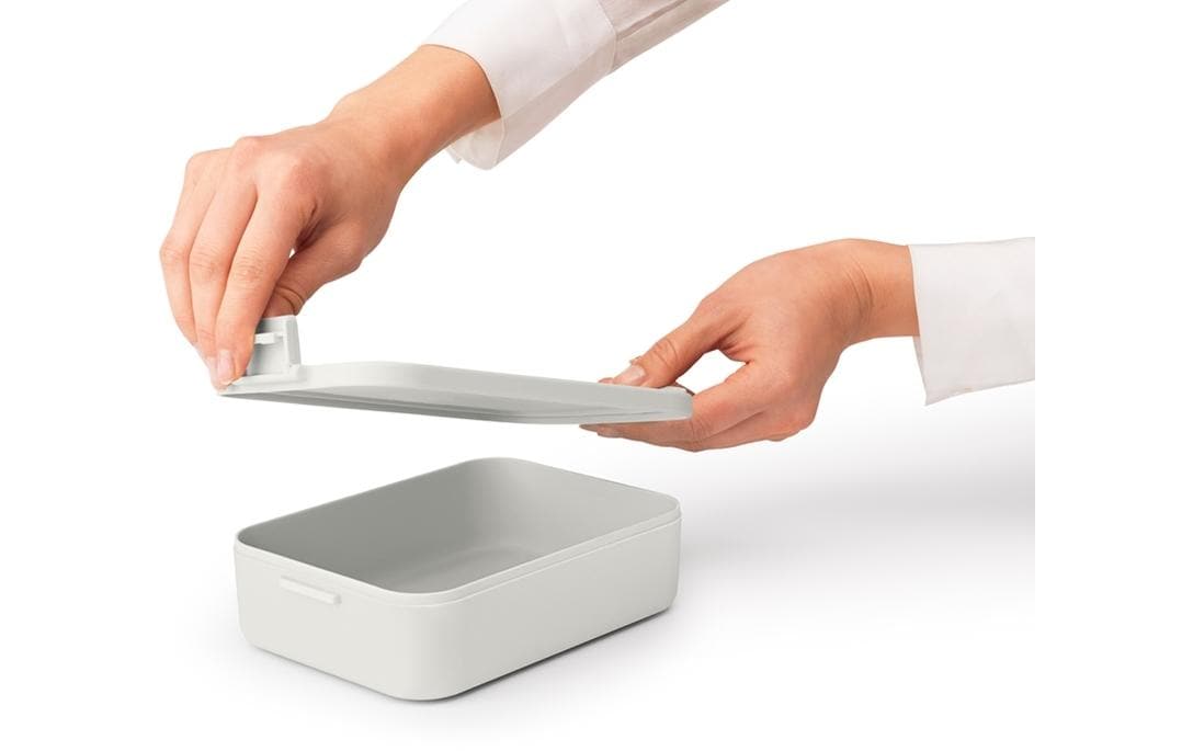 Brabantia Lunchbox 1,1 L, 20 × 13,5 × 5,5 cm, Kunststoff (recycelt), Hellgrau