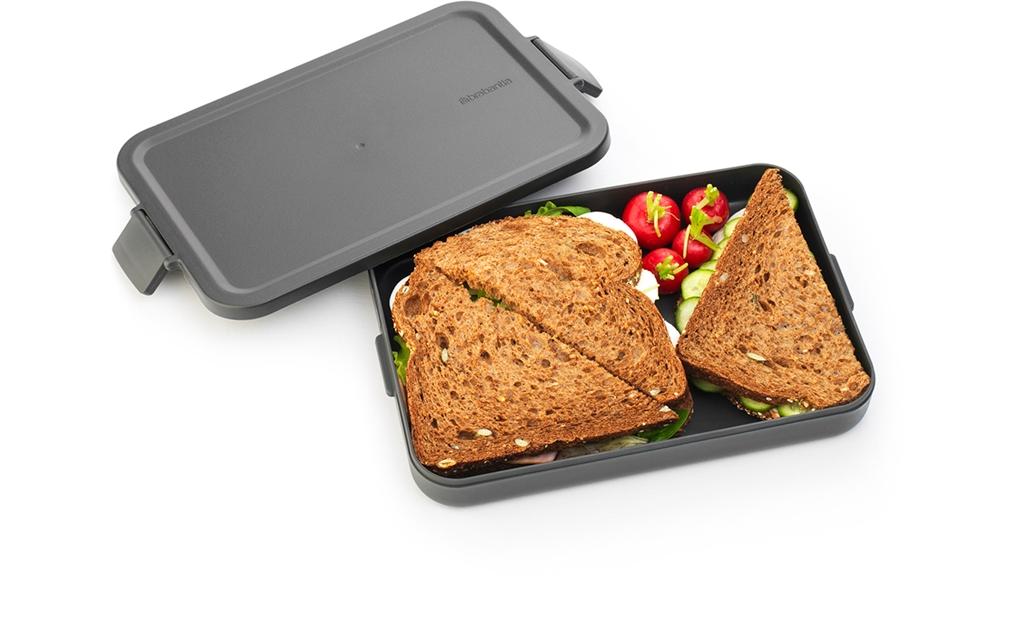Brabantia Make & Take – Lunchbox 1,1 l, 25,5 × 16,6 × 3,7 cm, Kunststoff, Dunkelgrau