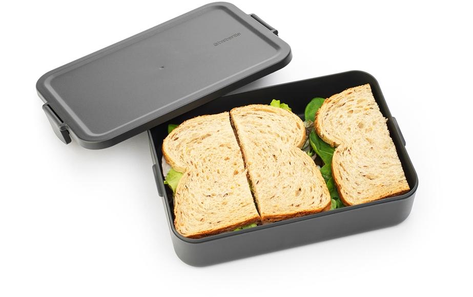 Brabantia Make & Take – Lunchbox 1,1 l, 25,5 × 16,6 × 3,7 cm, Kunststoff, Hellgrau