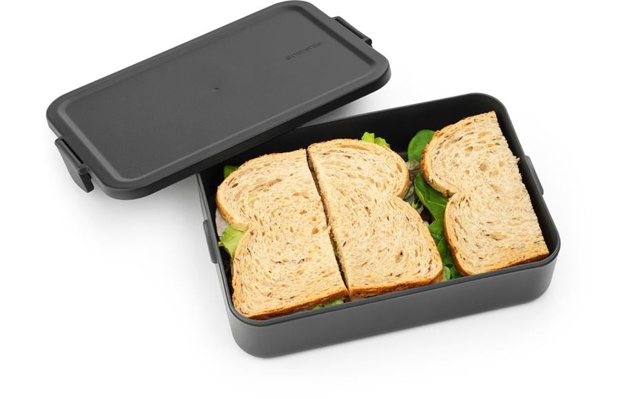 Brabantia Make & Take – Lunchbox 2 l, 25,5 × 16,7 × 6 cm, Kunststoff, Dunkelgrau