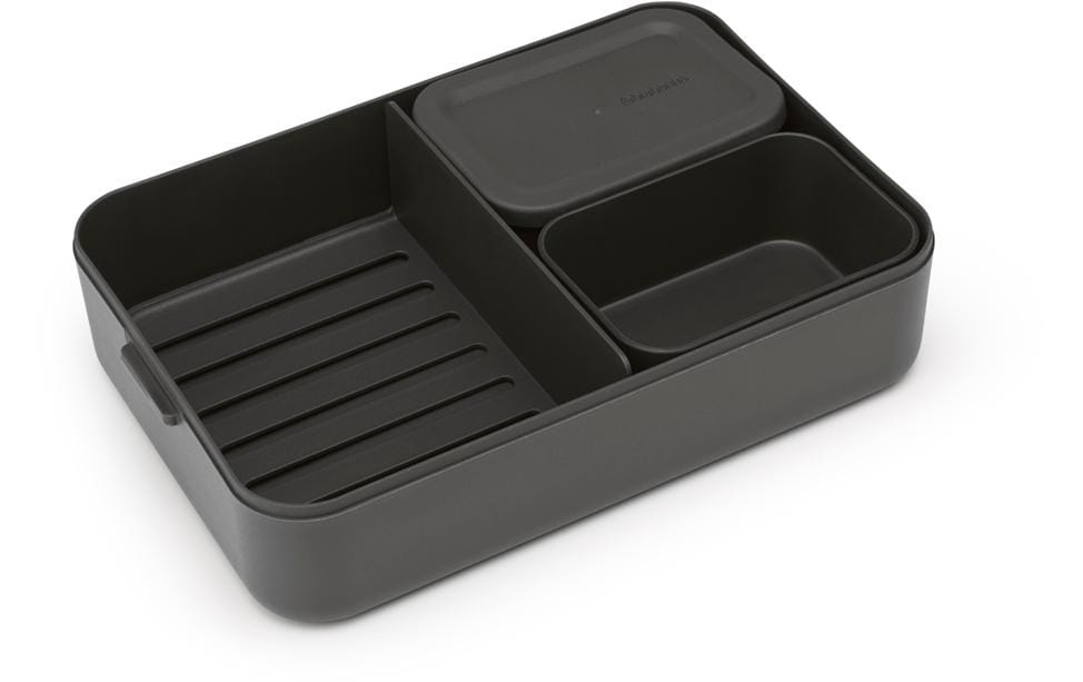 Brabantia Brotdose Make & Take – 2 l, 25,5 × 16,7 × 6,2 cm, Kunststoff, Dunkelgrau, spülmaschinenfest