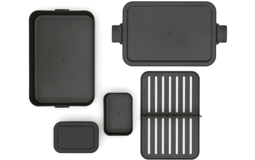 Brabantia Brotdose Make & Take – 2 l, 25,5 × 16,7 × 6,2 cm, Kunststoff, Dunkelgrau, spülmaschinenfest