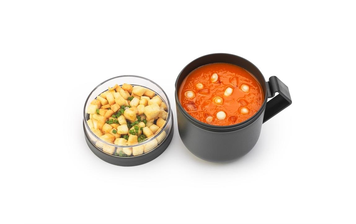Brabantia Suppentasse Make & Take – 600 ml, Ø 11,0 cm, H 13,0 cm, Kunststoff, mit Deckel, auslaufsicher
