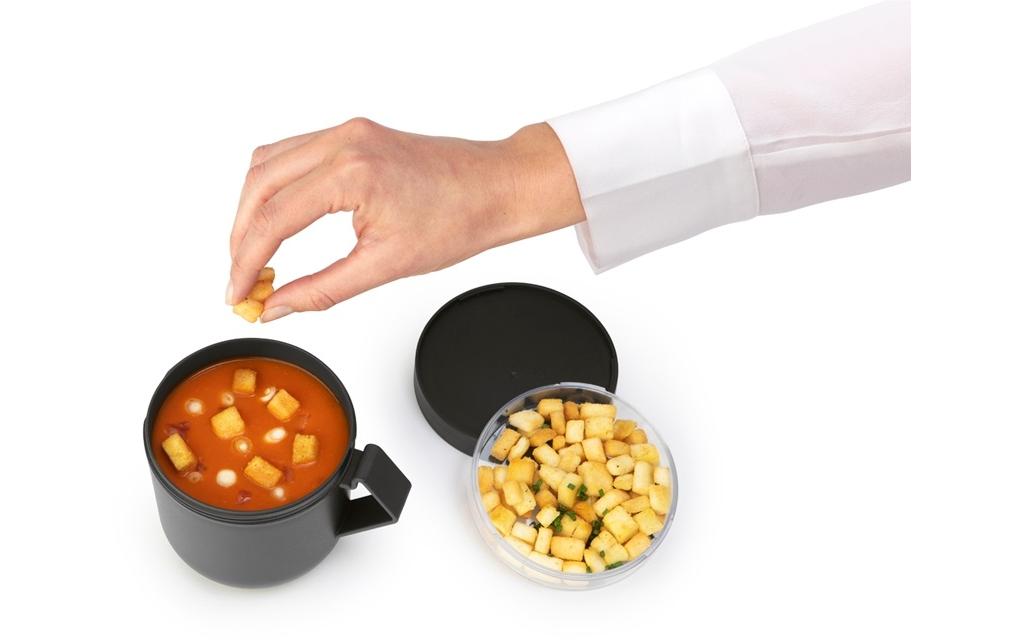 Brabantia Suppentasse Make & Take – 600 ml, Ø 11,0 cm, H 13,0 cm, Kunststoff, mit Deckel, auslaufsicher